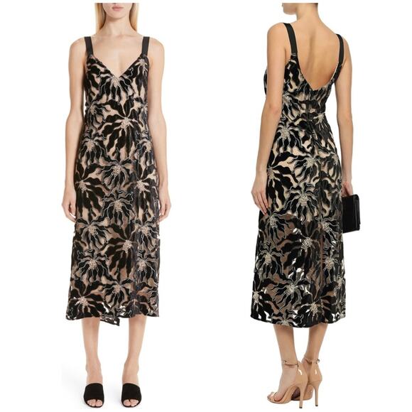 Beaufille Floral Velvet Appliqué Lace Slipdress - Picture 9 of 15